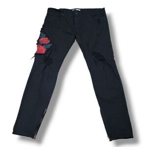 Golden Denim Jeans Size 42 W44"xL35" Embroidered Embroidery Distressed Ankle Zip